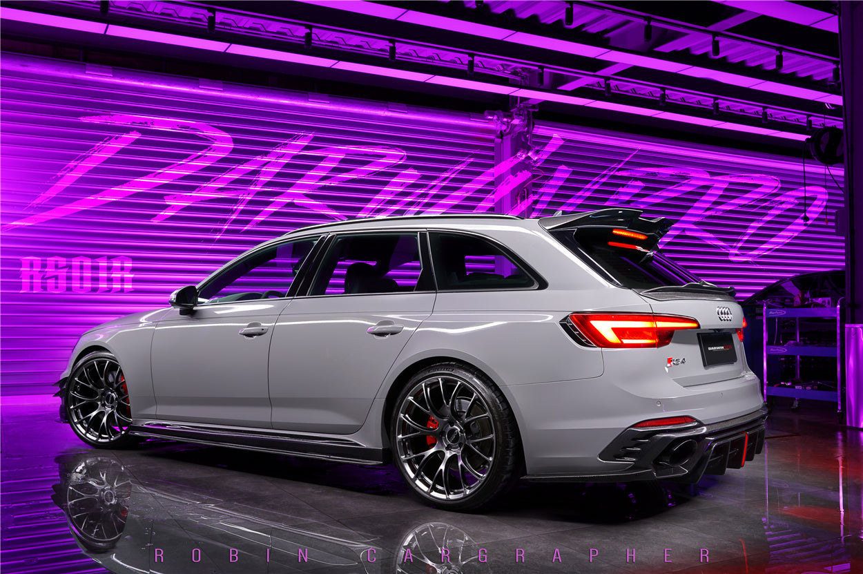 DARWINPRO - AUDI RS4 B9 B9.5 2017 - 2024 CARBON FIBRE BKSS LED REAR DIFFUSER AND REAR SIDE SKIRTS - Aero Carbon UK