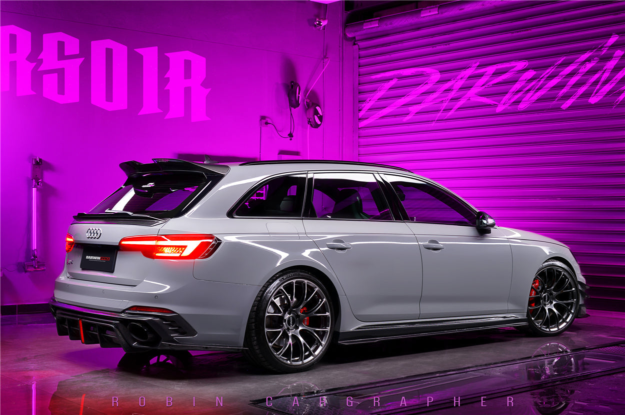 DARWINPRO - AUDI RS4 B9 B9.5 2017 - 2024 CARBON FIBRE BKSS LED REAR DIFFUSER AND REAR SIDE SKIRTS - Aero Carbon UK