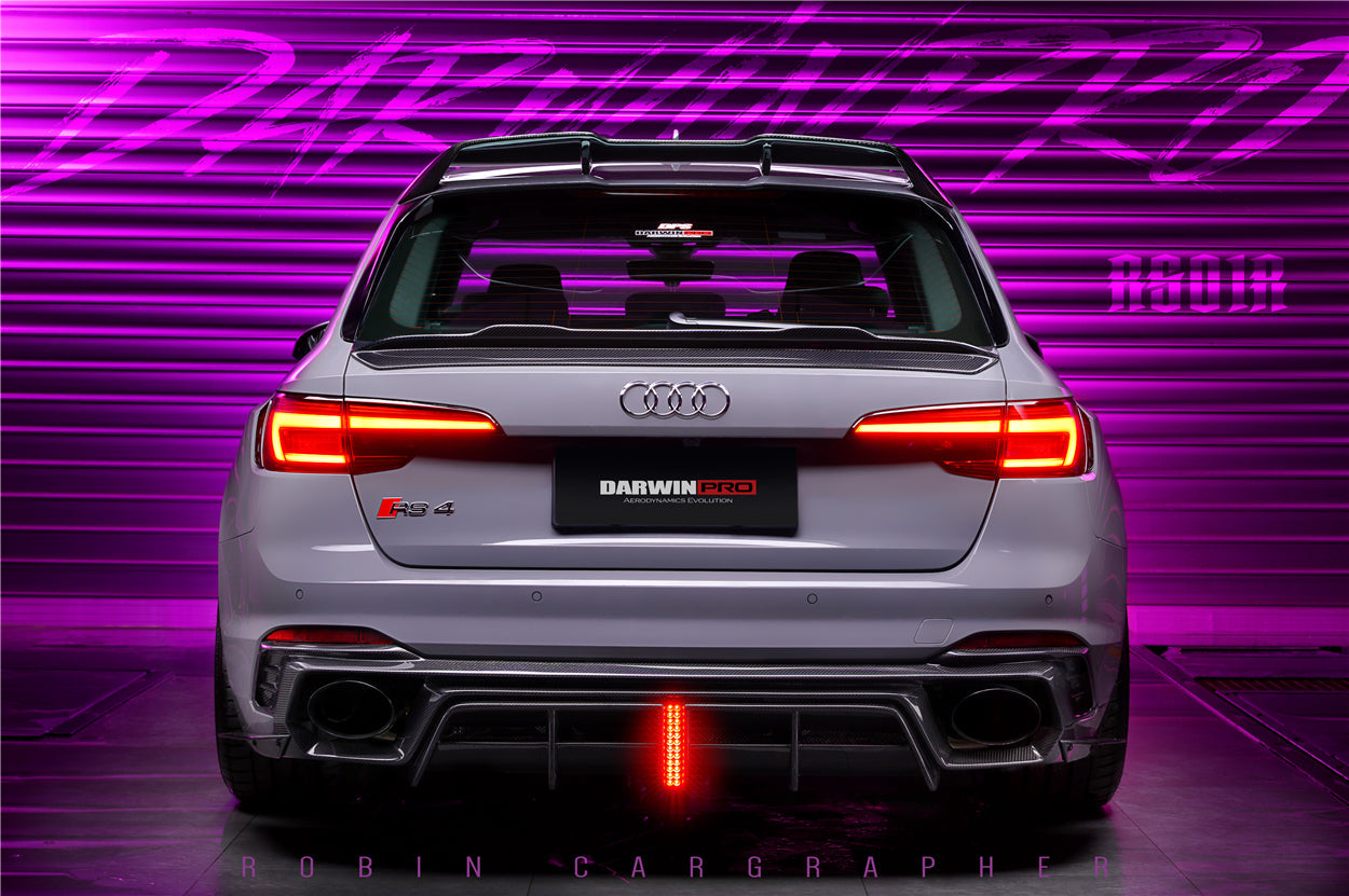 DARWINPRO - AUDI RS4 B9 B9.5 2017 - 2024 CARBON FIBRE BKSS LED REAR DIFFUSER AND REAR SIDE SKIRTS - Aero Carbon UK