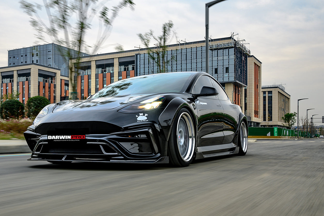 DARWINPRO - TESLA MODEL 3 IMP PERFORMANCE PARTIAL CARBON FIBER FRONT BUMPER - Aero Carbon UK