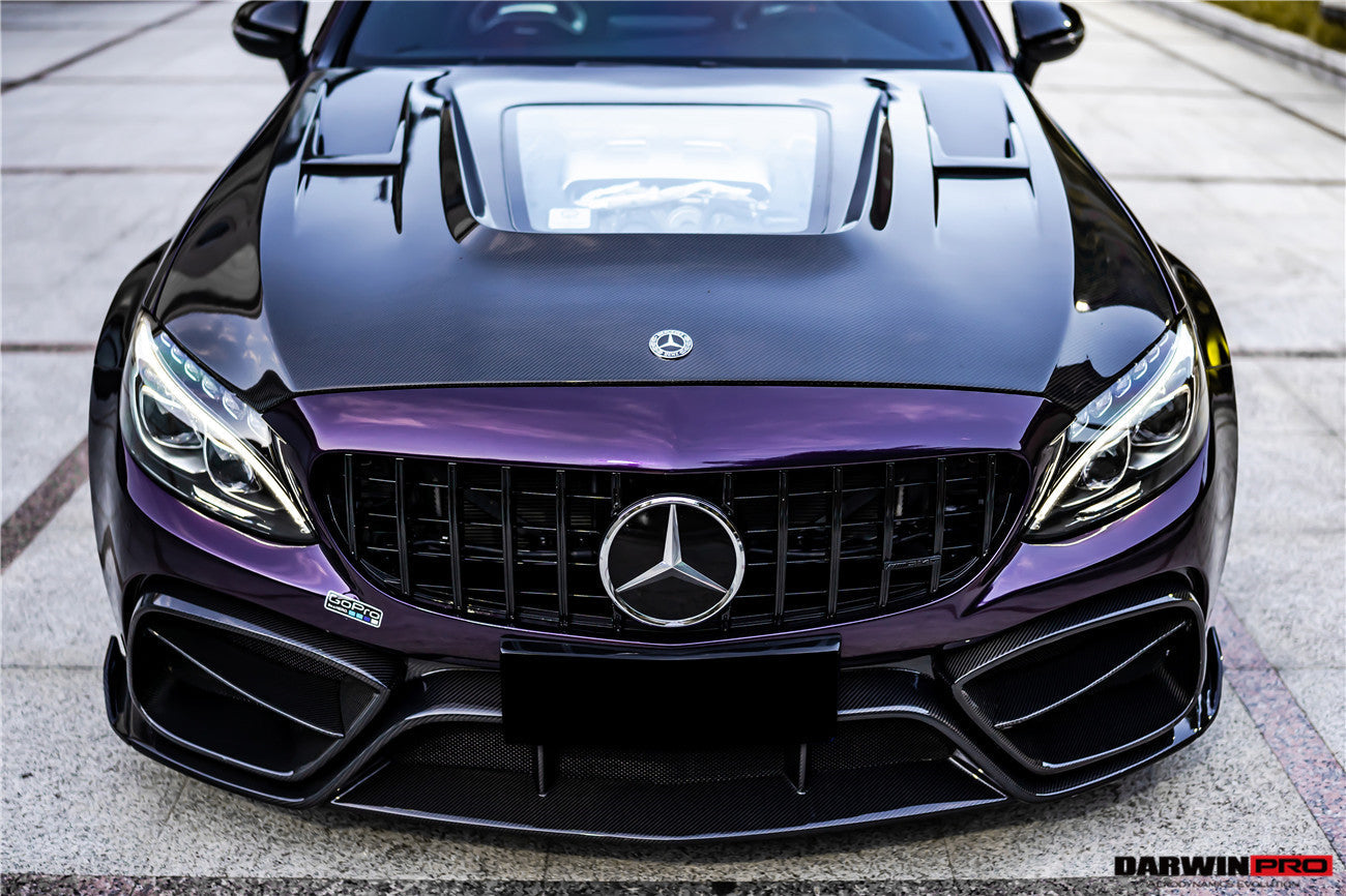 DARWINPRO - MERCEDES BENZ W205 C63 & C6S AMG COUPE 2015 - 2021 PARTIAL CARBON FIBER HOOD BONNET - Aero Carbon UK