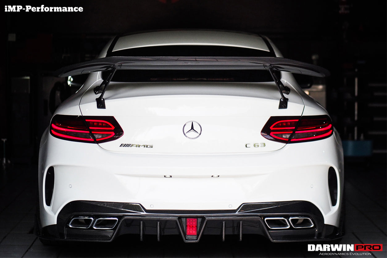 DARWINPRO - MERCEDES BENZ W205 C63 & C6S AMG COUPE 2015 - 2021 PARTIAL CARBON FIBER REAR BUMPER AND LED DIFFUSER - Aero Carbon UK