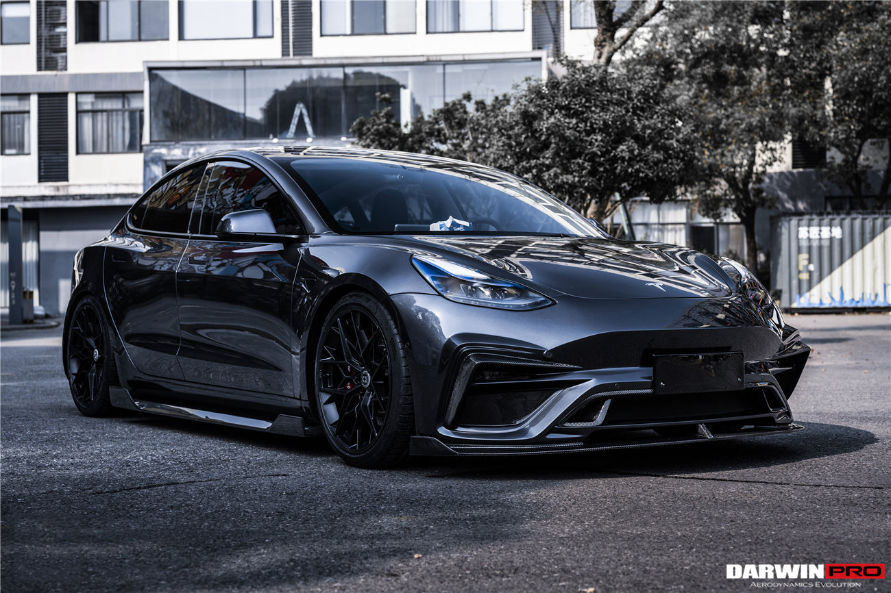 DARWINPRO - TESLA MODEL 3 IMP PERFORMANCE PARTIAL CARBON FIBER FRONT BUMPER - Aero Carbon UK