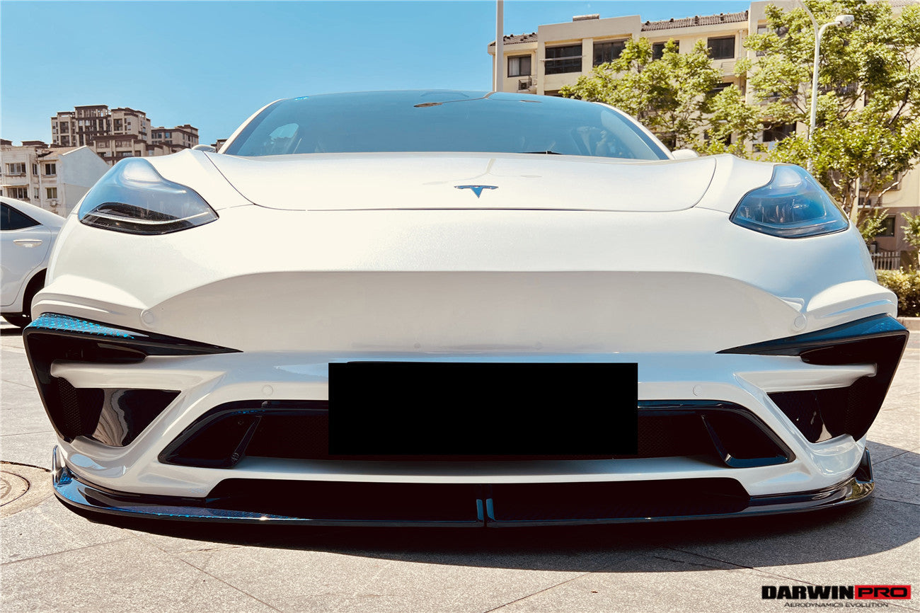 DARWINPRO - TESLA MODEL 3 IMP PERFORMANCE PARTIAL CARBON FIBER FRONT BUMPER - Aero Carbon UK