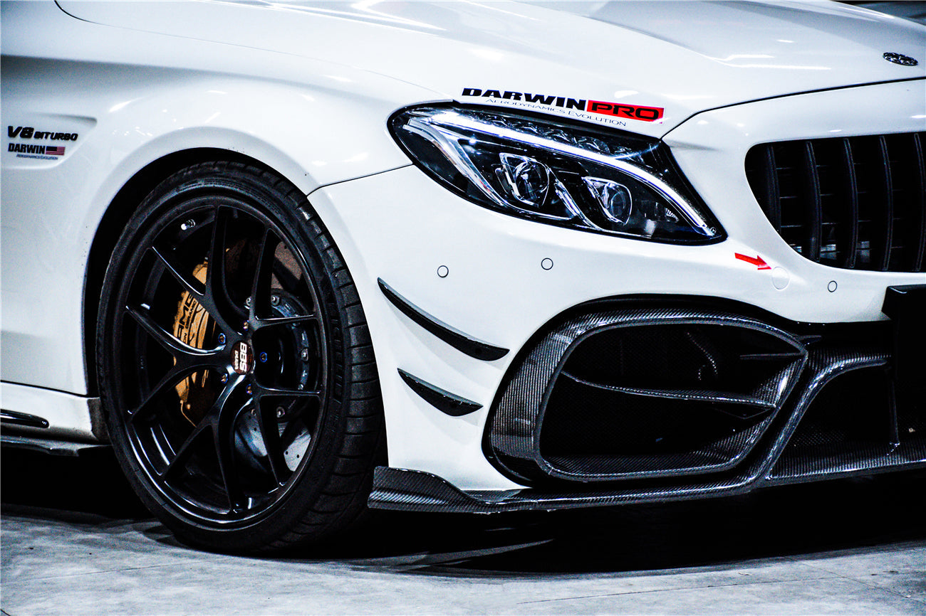 DARWINPRO - MERCEDES BENZ W205 C63 & C6S AMG COUPE 2015 - 2021 PARTIAL CARBON FIBER FRONT BUMPER WITH CANARDS - Aero Carbon UK