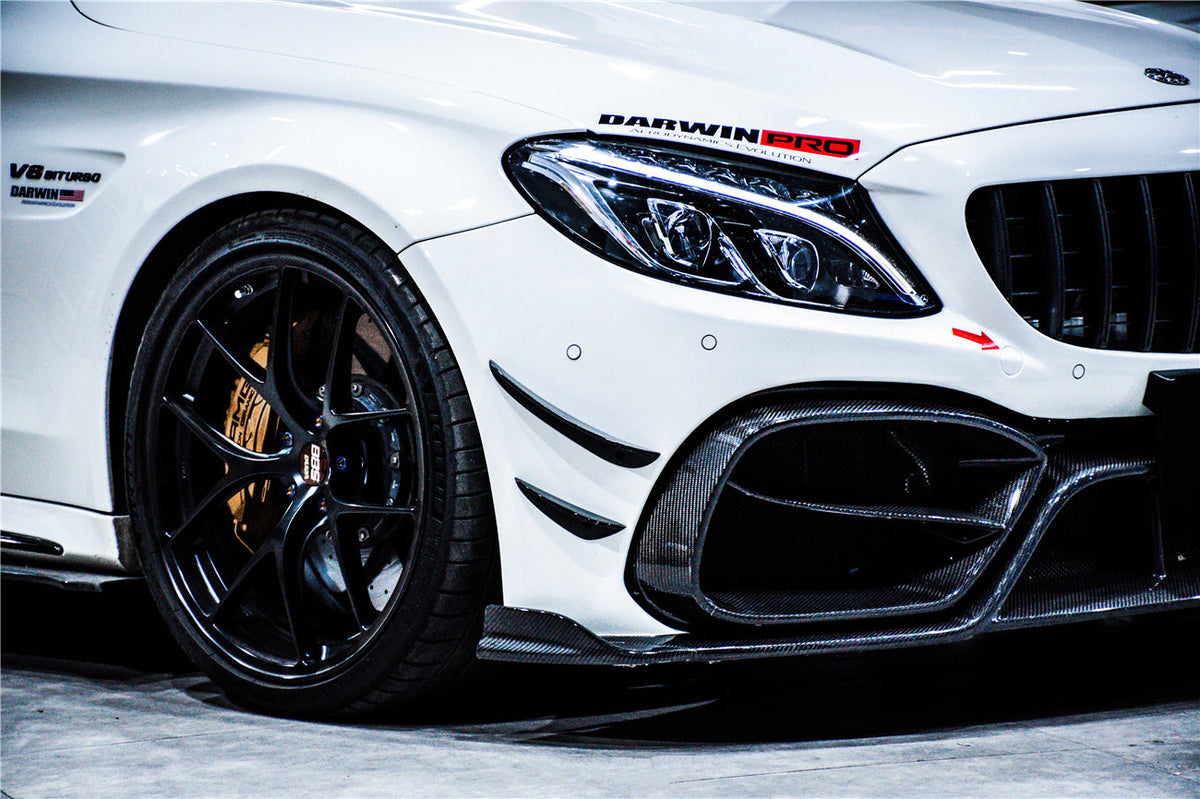 DARWINPRO - MERCEDES BENZ W205 C63 & C6S AMG COUPE 2015 - 2021 PARTIAL CARBON FIBER FRONT BUMPER WITH CANARDS - Aero Carbon UK