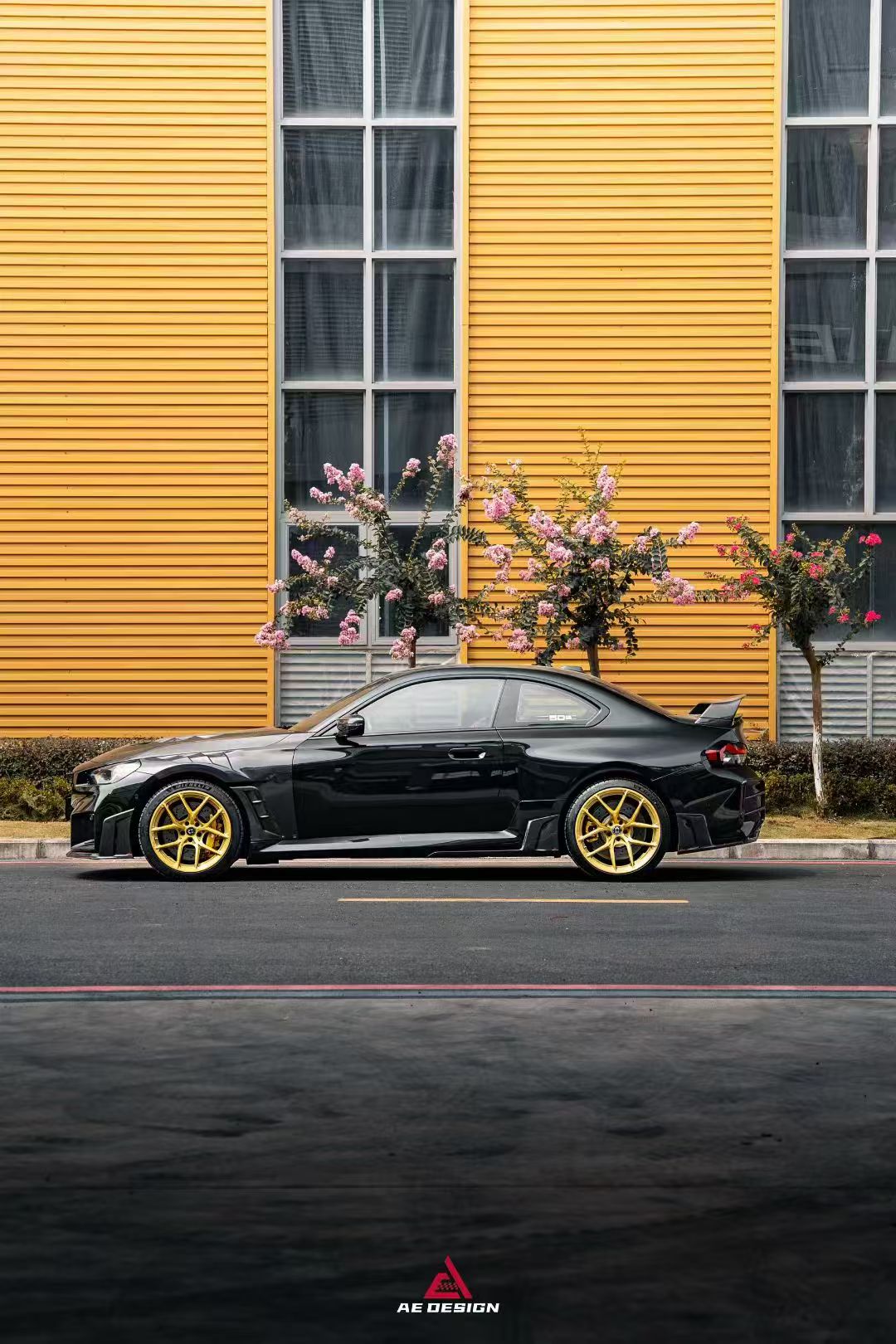 AE Design BMW M2 G87 carbon fibre side fenders with side skirts
