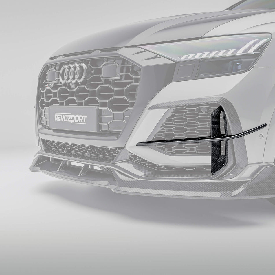 RevoZport Audi RSQ8 Pre-LCI carbon fibre front canards installed