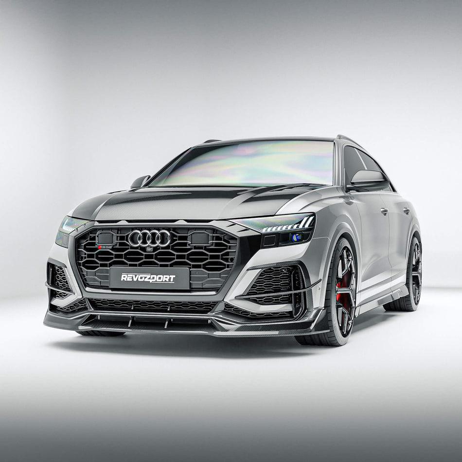 RevoZport Audi RSQ8 Pre-LCI carbon fibre front lip fitted