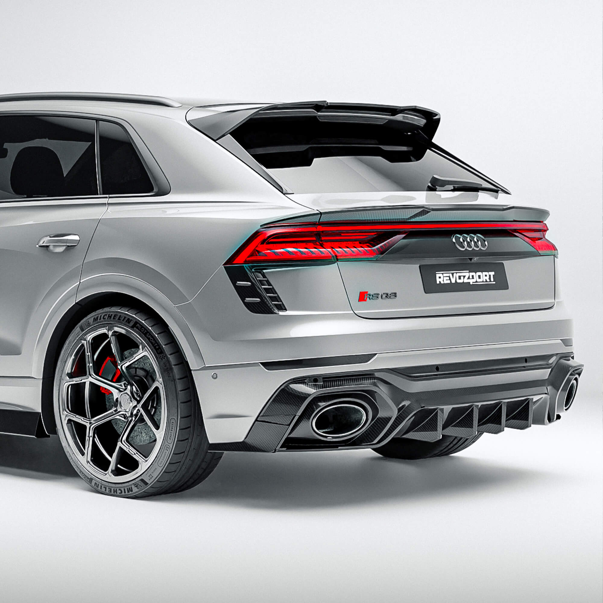 RevoZport Audi RSQ8 Pre-LCI carbon fibre rear diffuser fitted