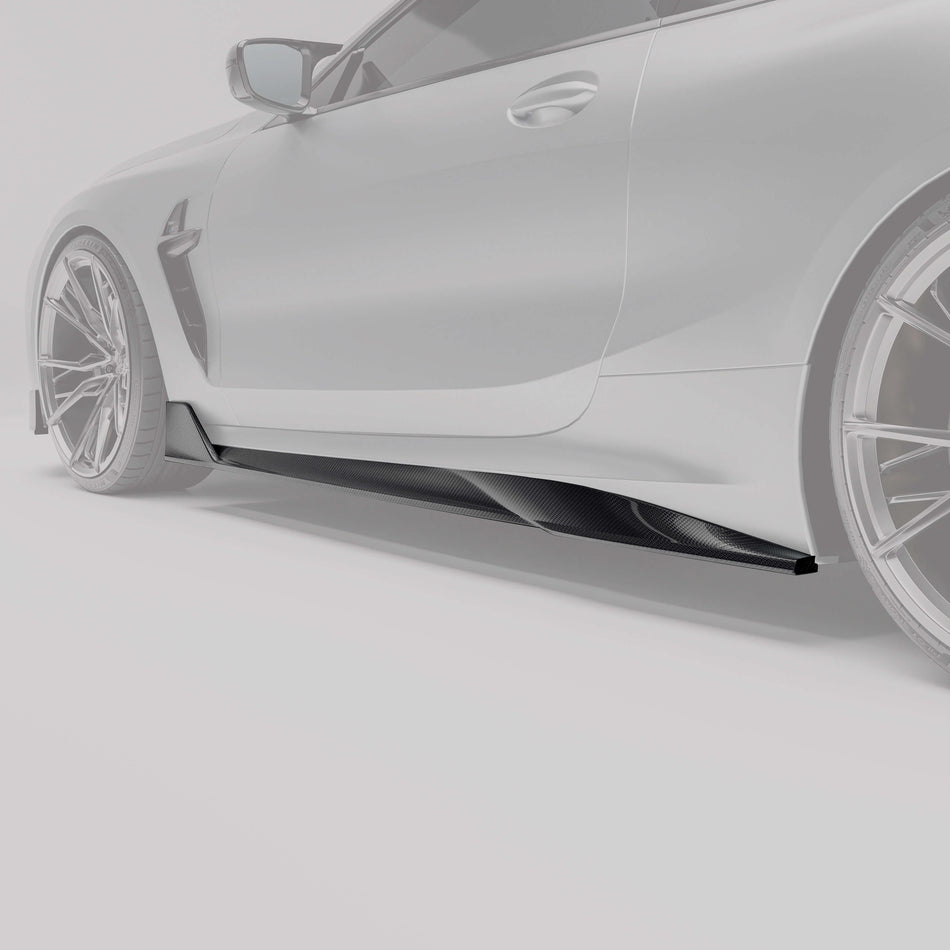 RevozPort BMW M8 F92 carbon fibre side skirt close up