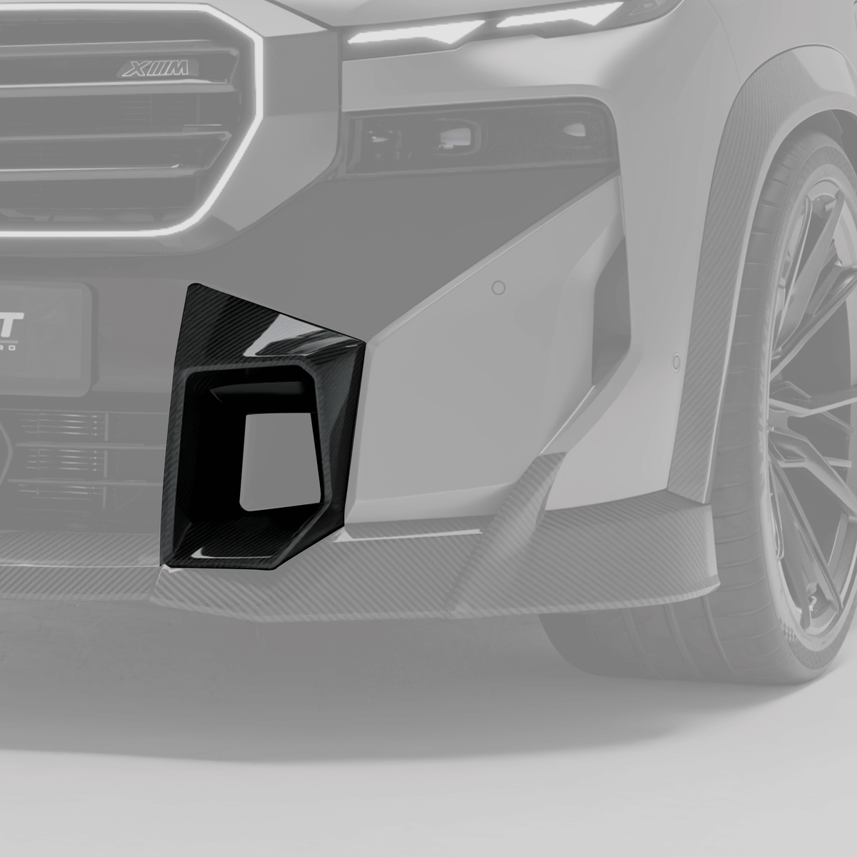 RevozPort BMW XM G09 carbon fibre front vent trims installed