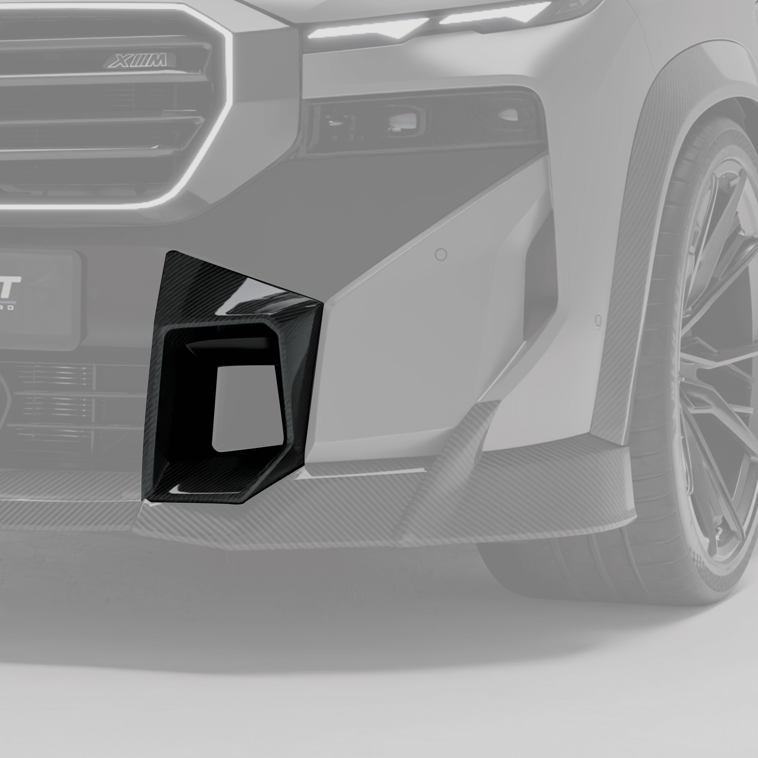 RevozPort BMW XM G09 carbon fibre front vent trims installed