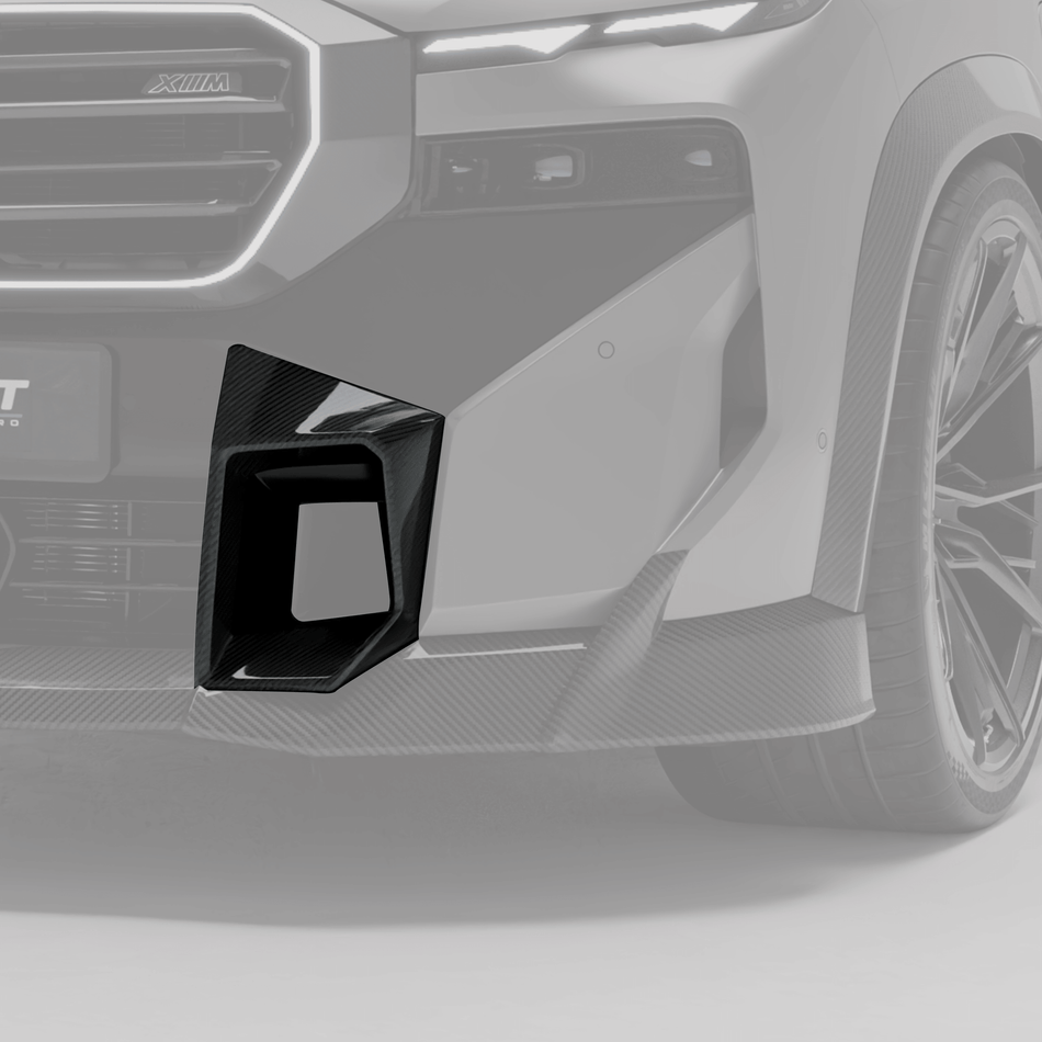 RevozPort BMW XM G09 carbon fibre front vent trims installed