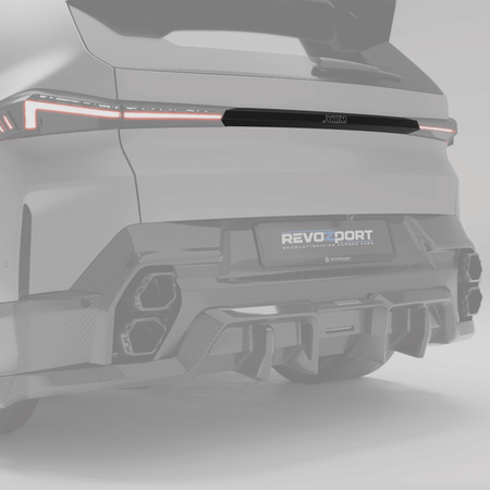 RevozPort BMW XM G09 carbon fibre tailgate trim close up