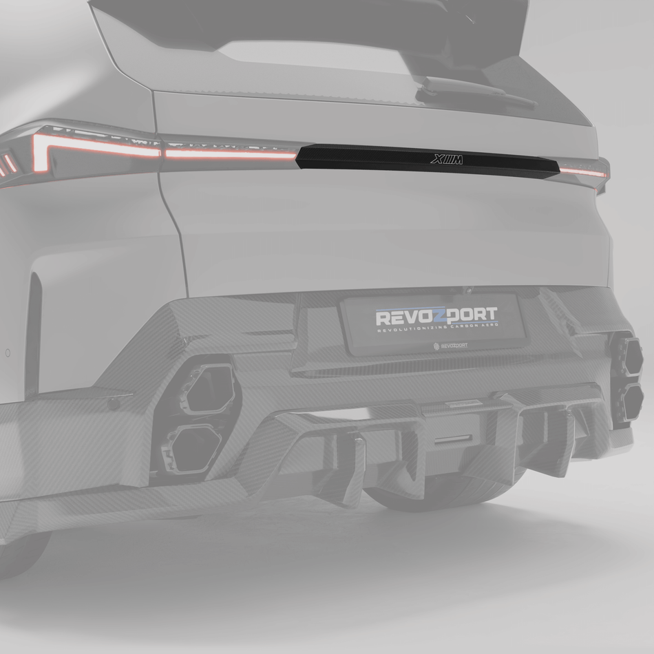 RevozPort BMW XM G09 carbon fibre tailgate trim close up