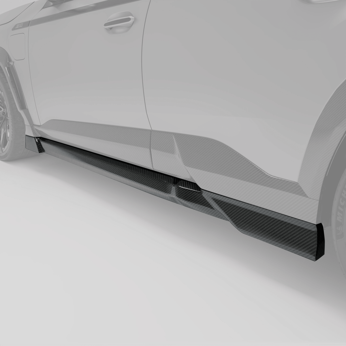 RevozPort BMW XM G09 carbon fibre side skirts rear angle