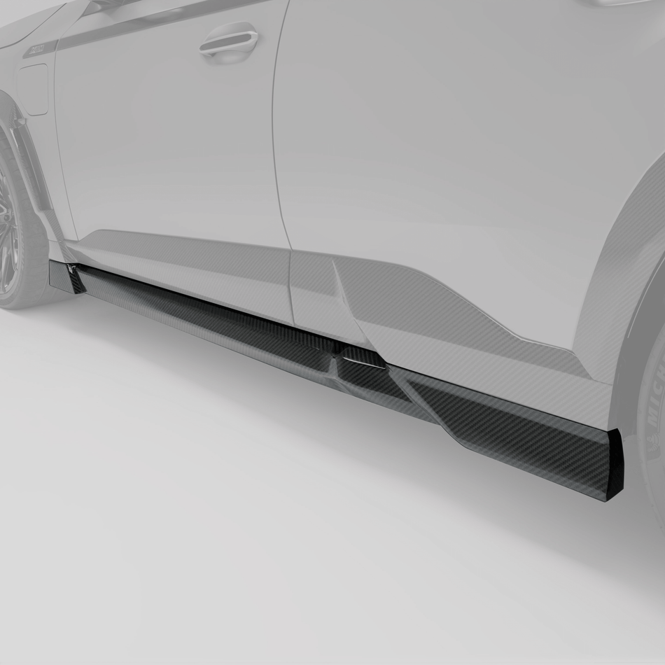 RevozPort BMW XM G09 carbon fibre side skirts rear angle