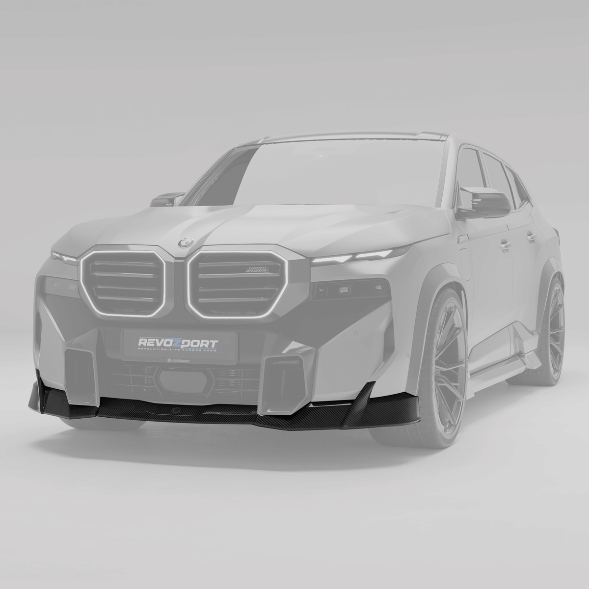 RevozPort BMW XM G09 carbon fibre front lip front angle