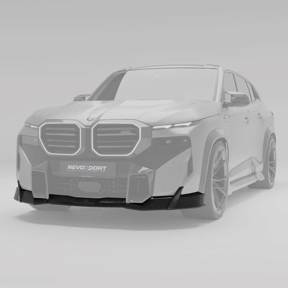 RevozPort BMW XM G09 carbon fibre front lip front angle
