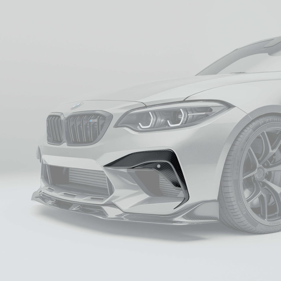 RevoZport BMW M2 Competition F87 carbon fibre bumper insert side view