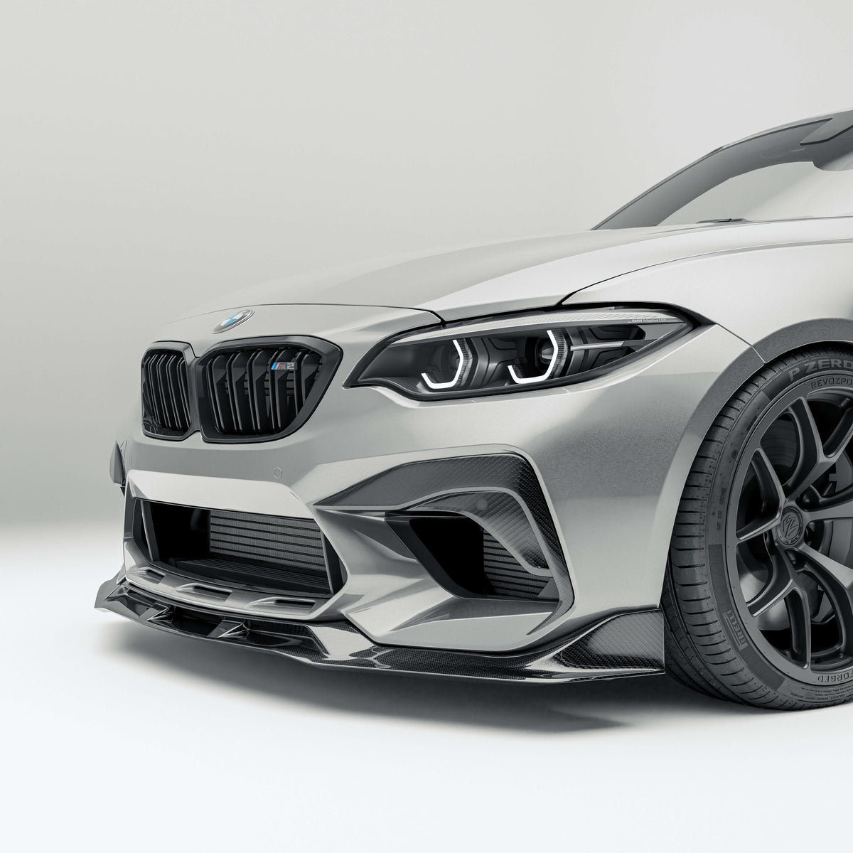 RevoZport BMW M2 Competition F87 carbon fibre bumper inserts fitted