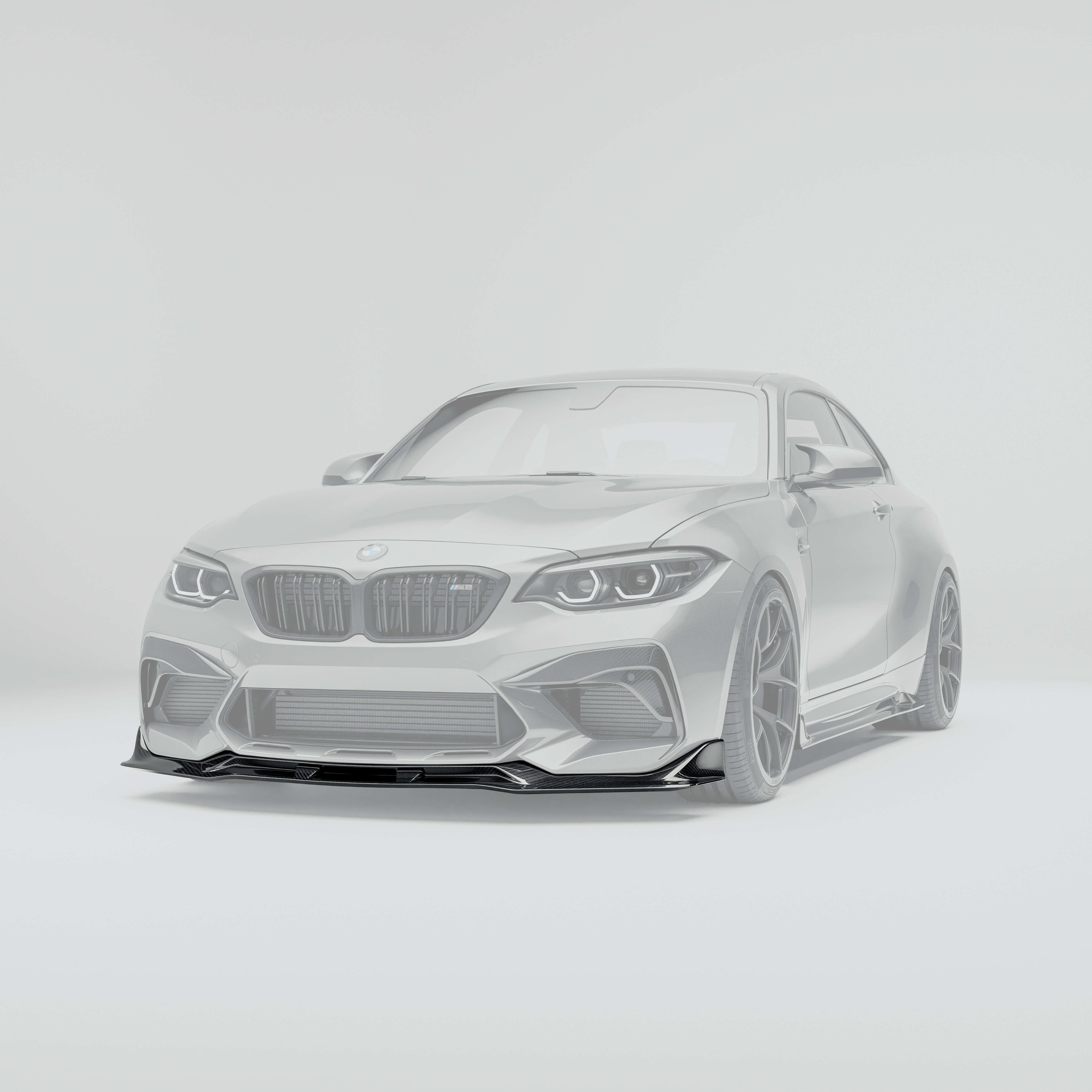 RevoZport BMW M2 Competition F87 carbon fibre front lip with partial high-gloss finish