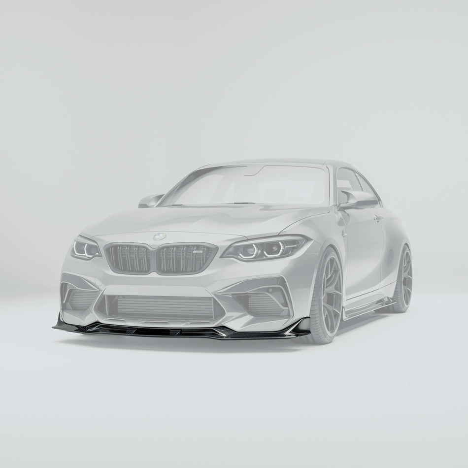 RevoZport BMW M2 Competition F87 carbon fibre front lip with partial high-gloss finish