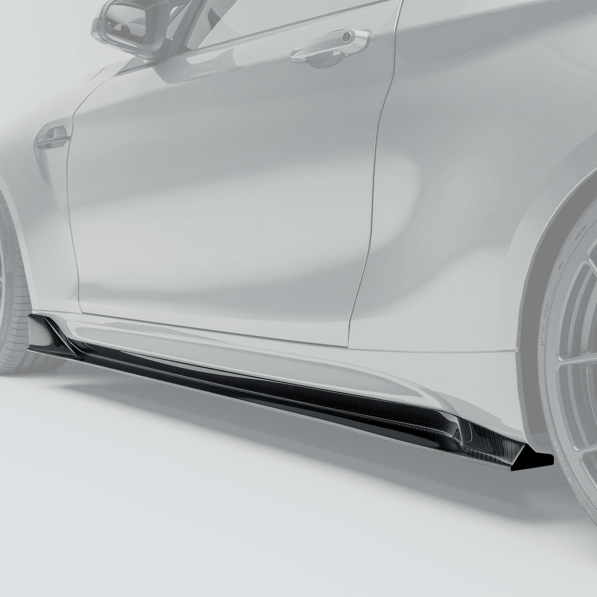 RevoZport BMW M2 Competition F87 carbon fibre side skirt close-up weave detail