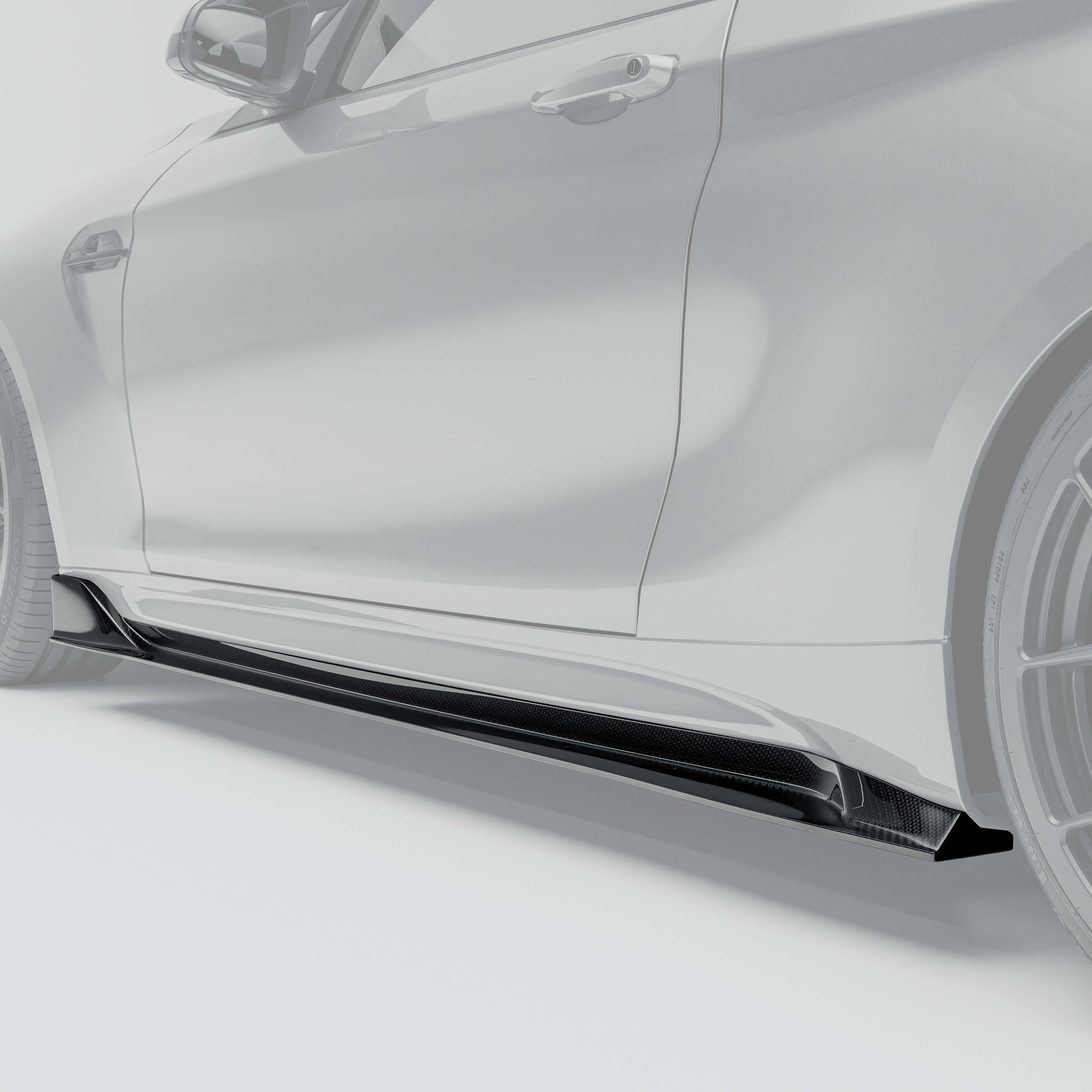 RevoZport BMW M2 Competition F87 carbon fibre side skirt close-up weave detail