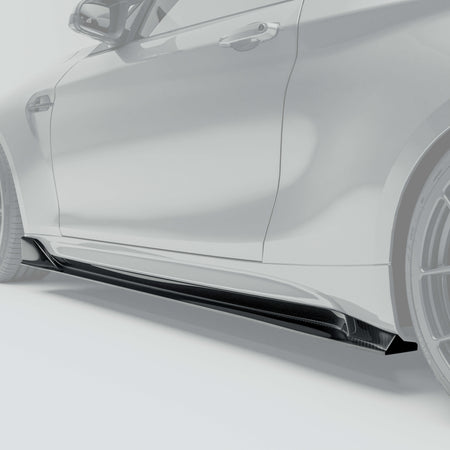 RevoZport BMW M2 Competition F87 carbon fibre side skirt close-up weave detail