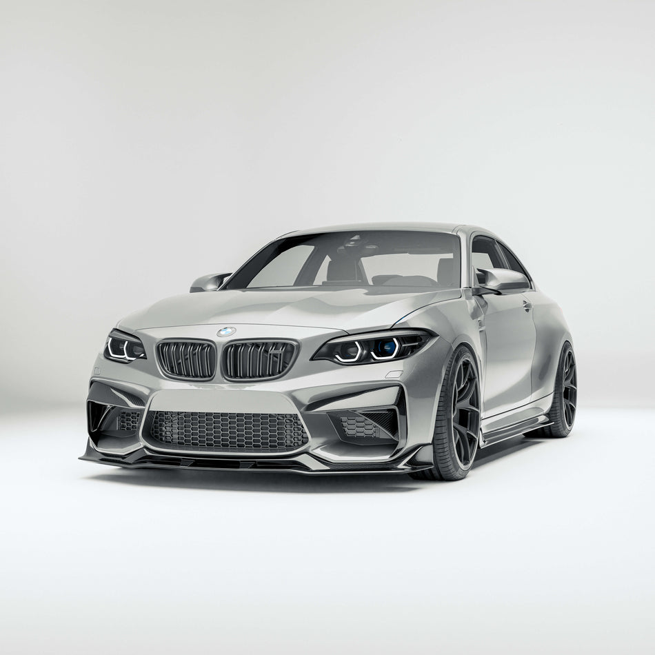 RevoZport BMW M2 F87 N55 carbon fibre front lip fitted