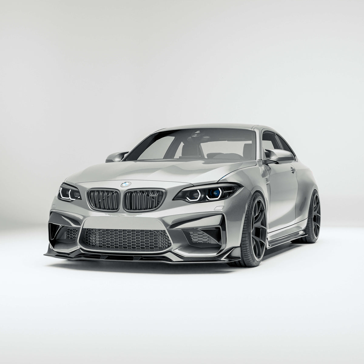 RevoZport BMW M2 F87 N55 carbon fibre front lip fitted