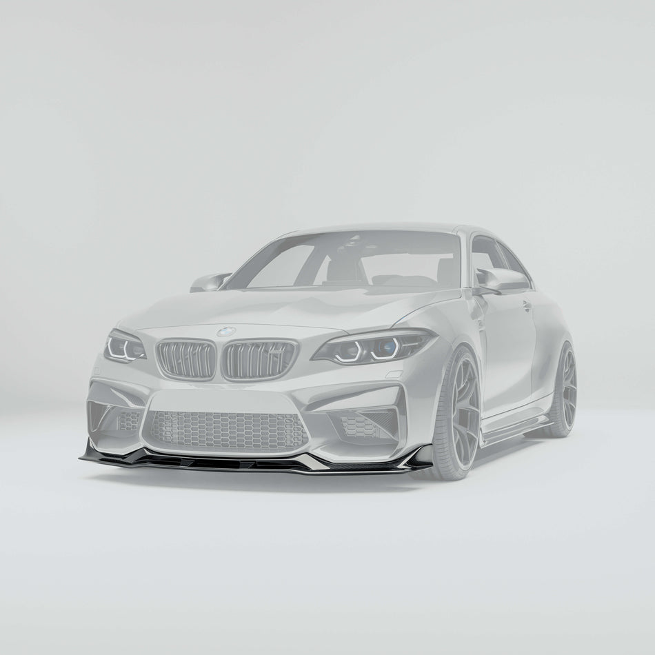 RevoZport BMW M2 F87 N55 carbon fibre front lip side profile