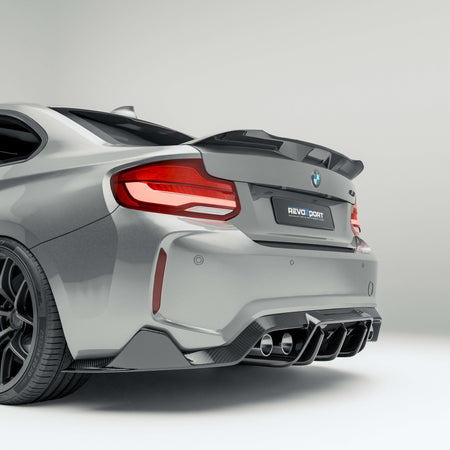 RevoZport BMW M2 F87 N55 carbon fibre one-piece rear diffuser