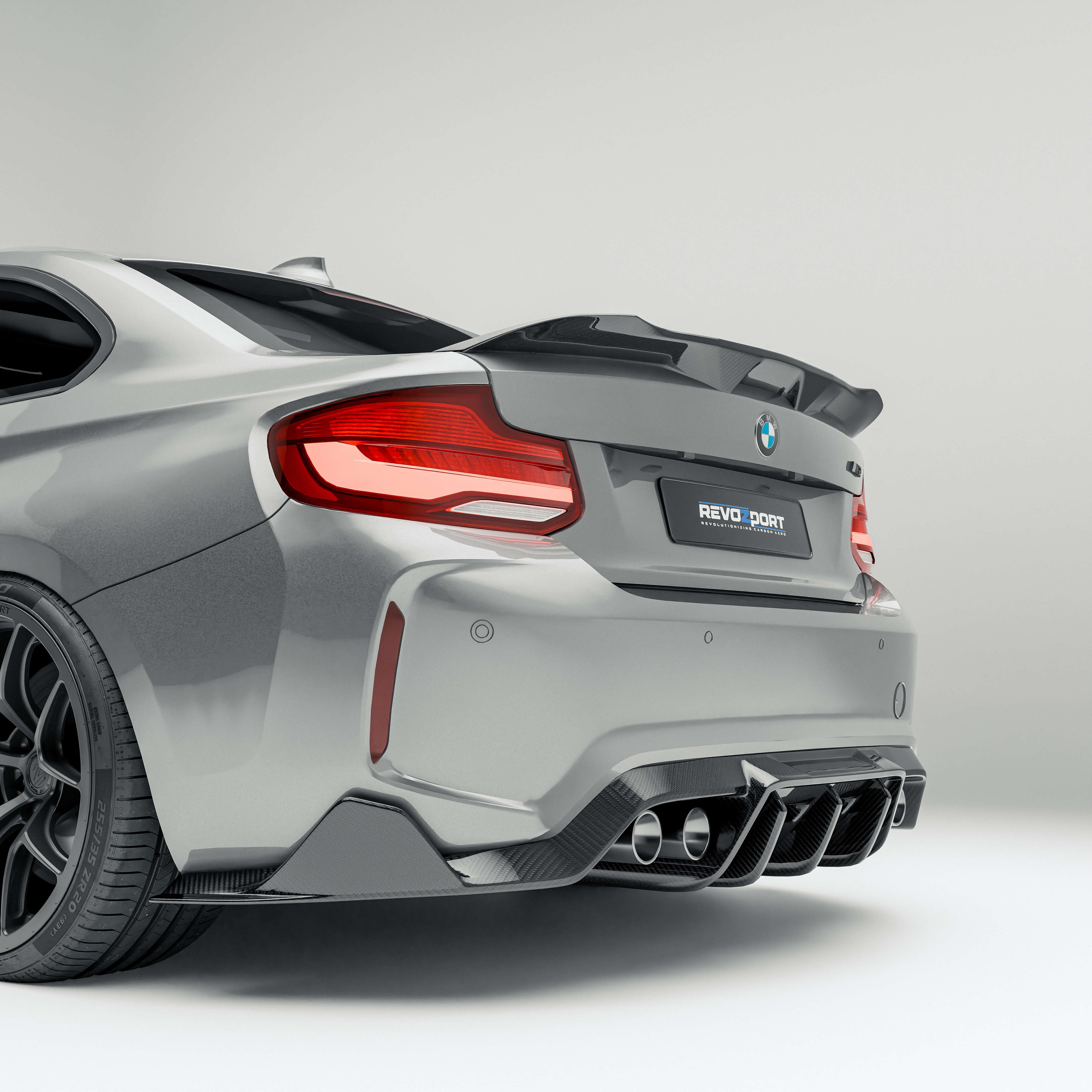 RevoZport BMW M2 F87 N55 one-piece carbon fibre rear diffuser