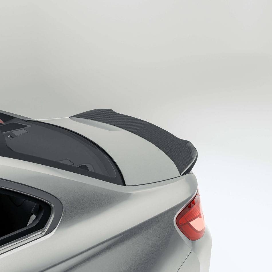 RevoZport BMW M2 F87 N55 carbon fibre trunk spoiler fitted