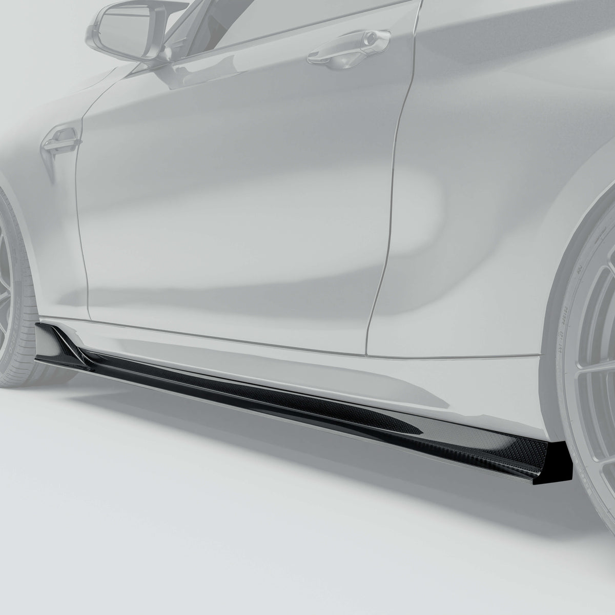 RevoZport BMW M2 F87 N55 carbon fibre side skirts rear three-quarter view