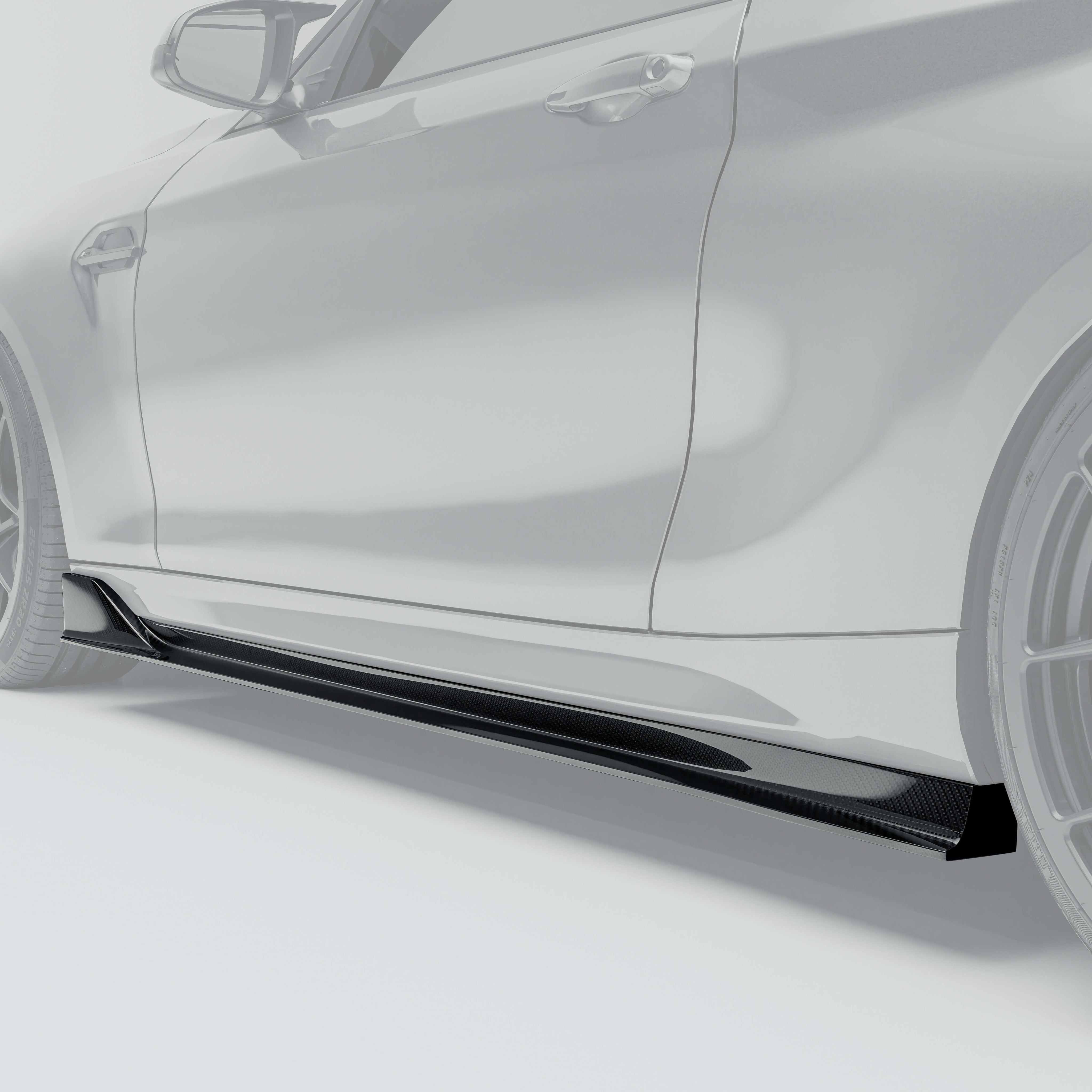 RevoZport BMW M2 F87 N55 carbon fibre side skirts rear three-quarter view