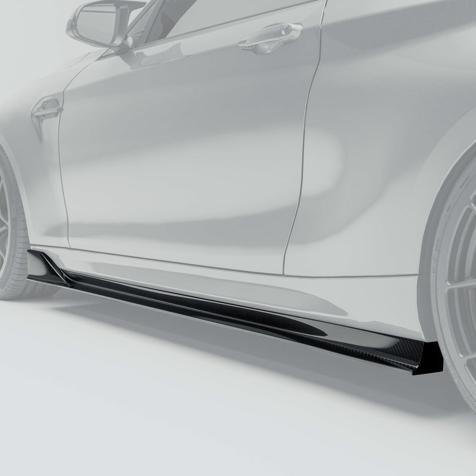 RevoZport BMW M2 F87 N55 carbon fibre side skirts rear three-quarter view