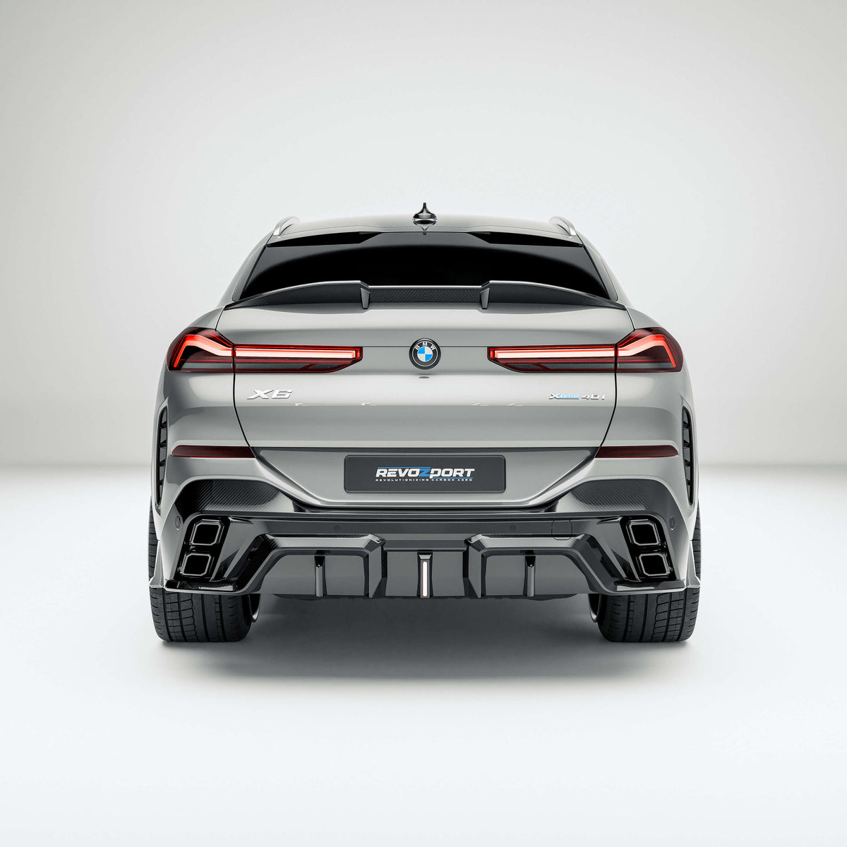 RevozPort BMW X6 G06 carbon fibre rear spoiler fitted