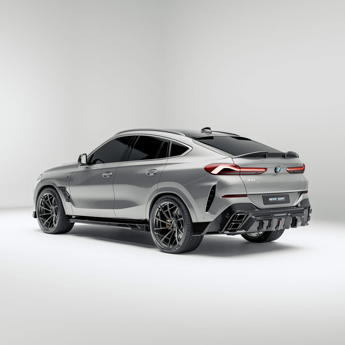 RevozPort BMW X6 G06 carbon fibre rear diffuser fitted rear view