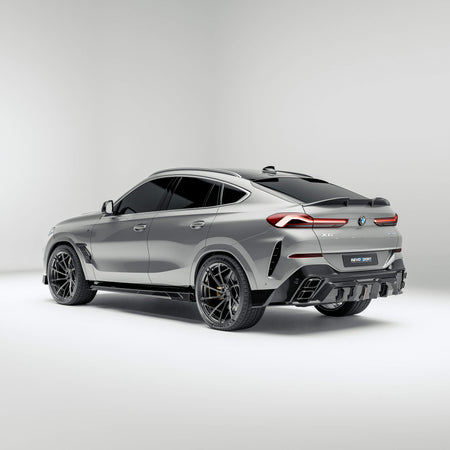 RevozPort BMW X6 G06 carbon fibre rear diffuser fitted rear view