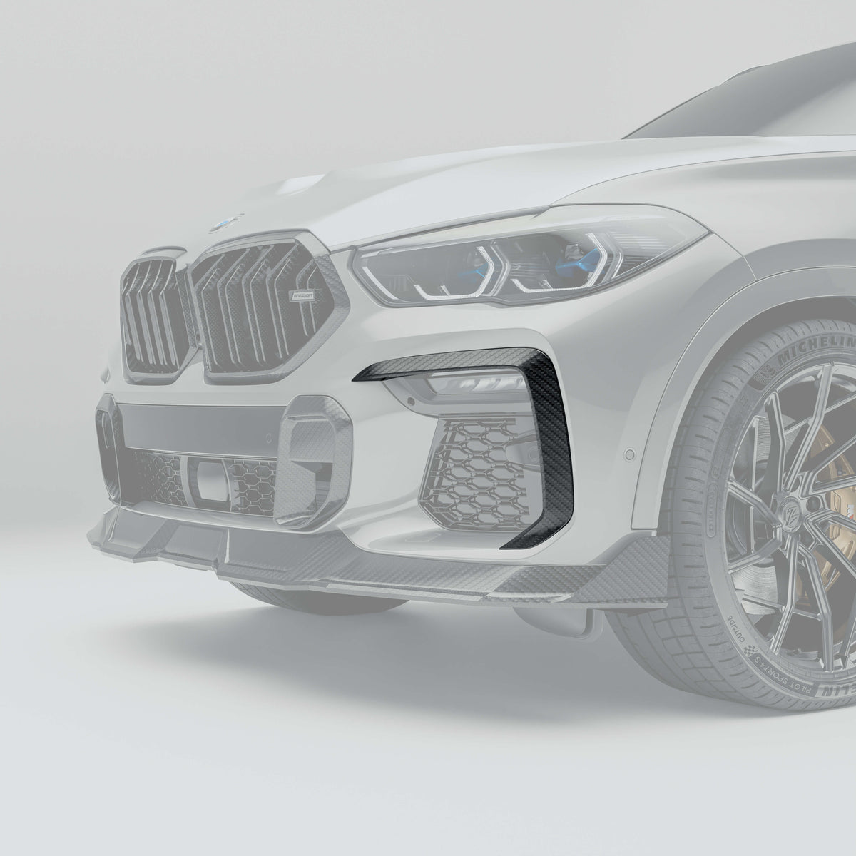 RevozPort BMW X6 G06 carbon fibre front canards installed