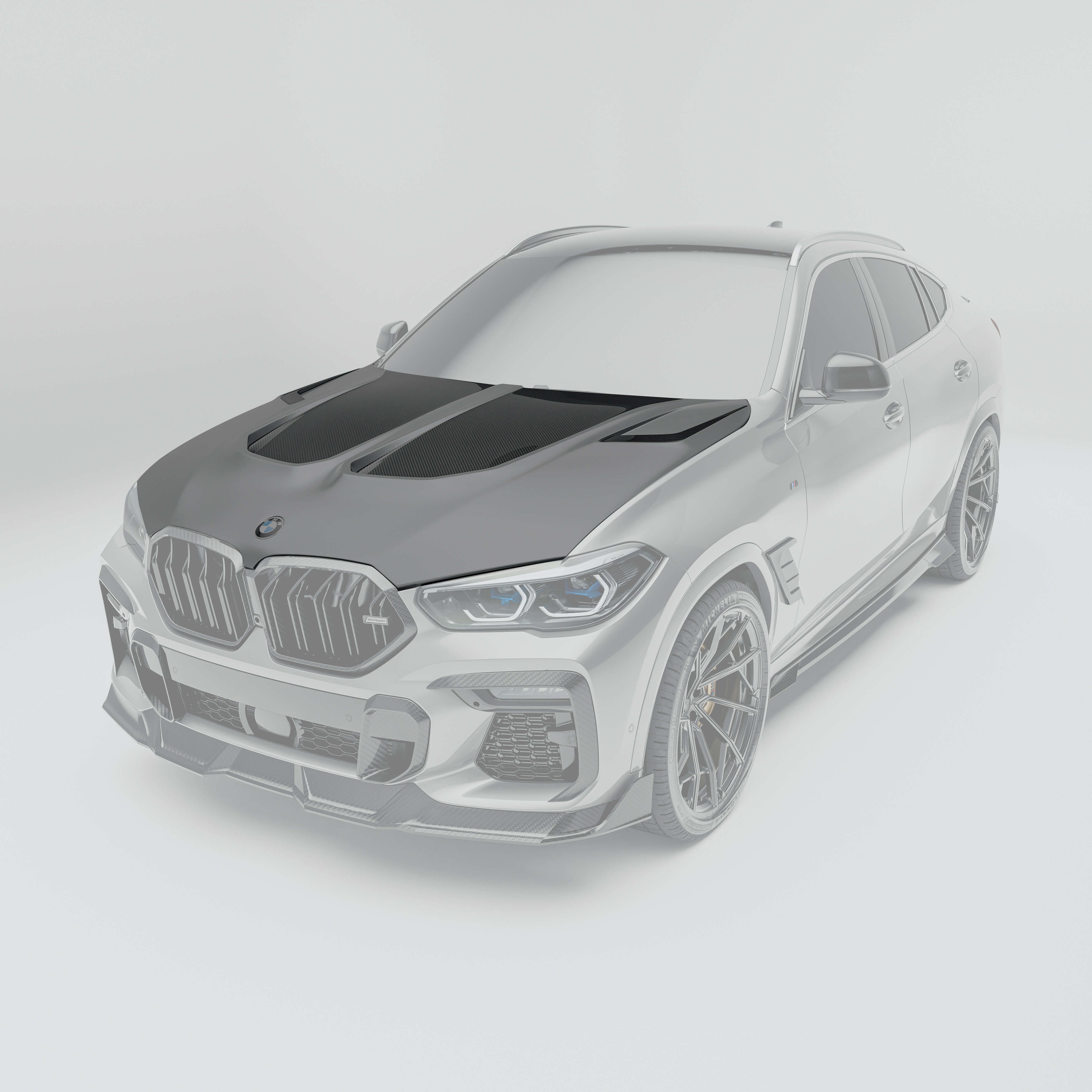 RevozPort BMW X6 G06 carbon fibre bonnet front view