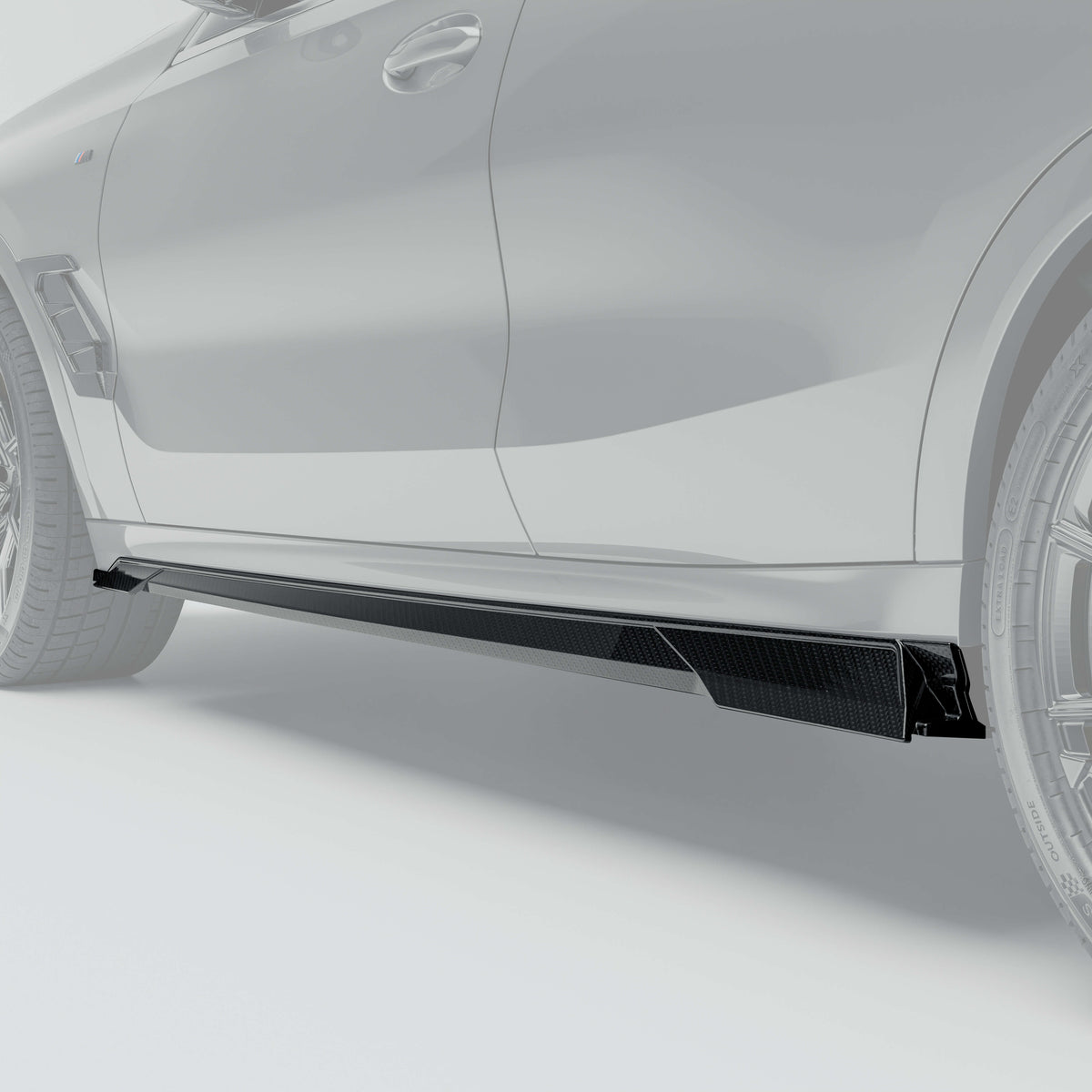 RevozPort BMW X6 G06 carbon fibre side skirts rear angle