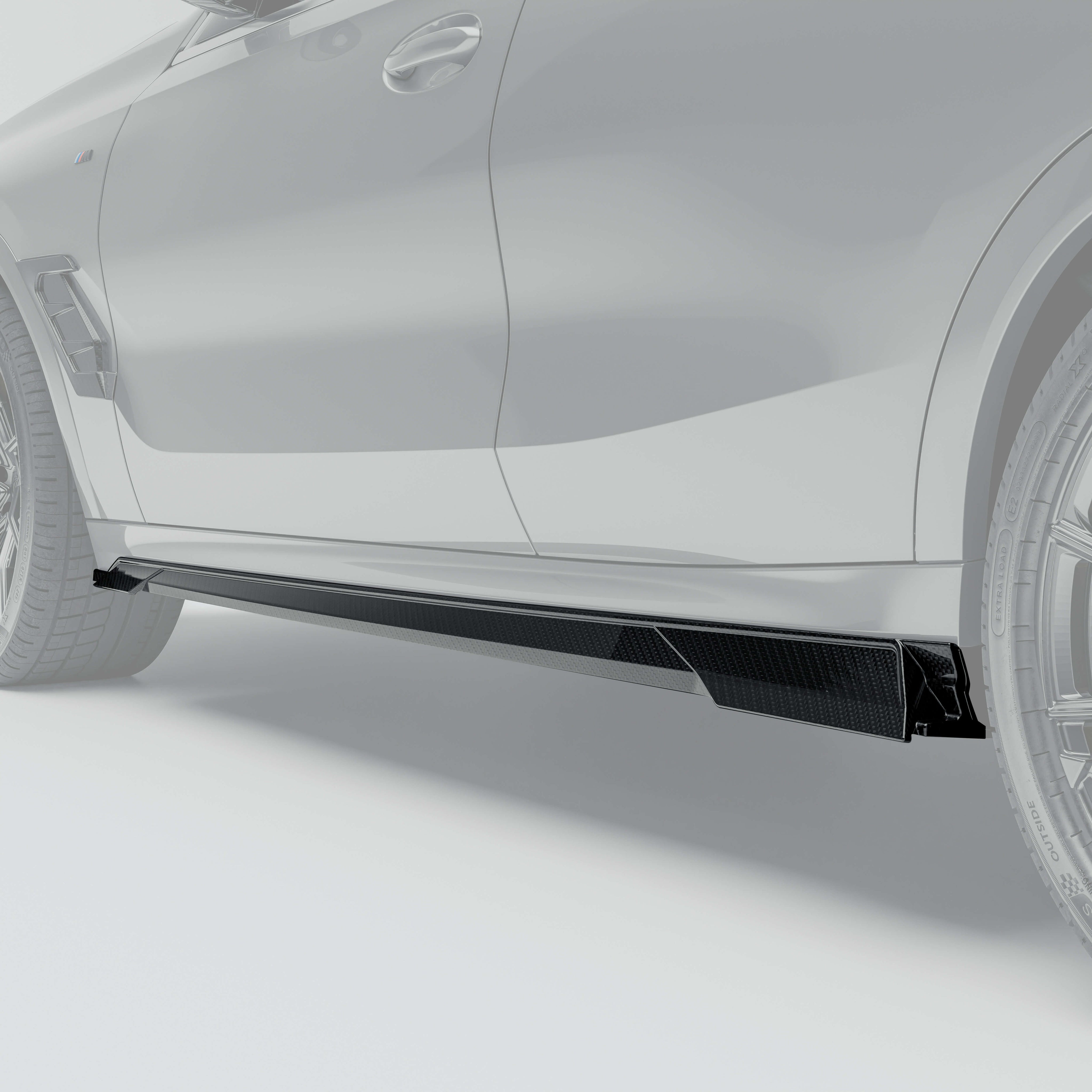 RevozPort BMW X6 G06 carbon fibre side skirts rear angle