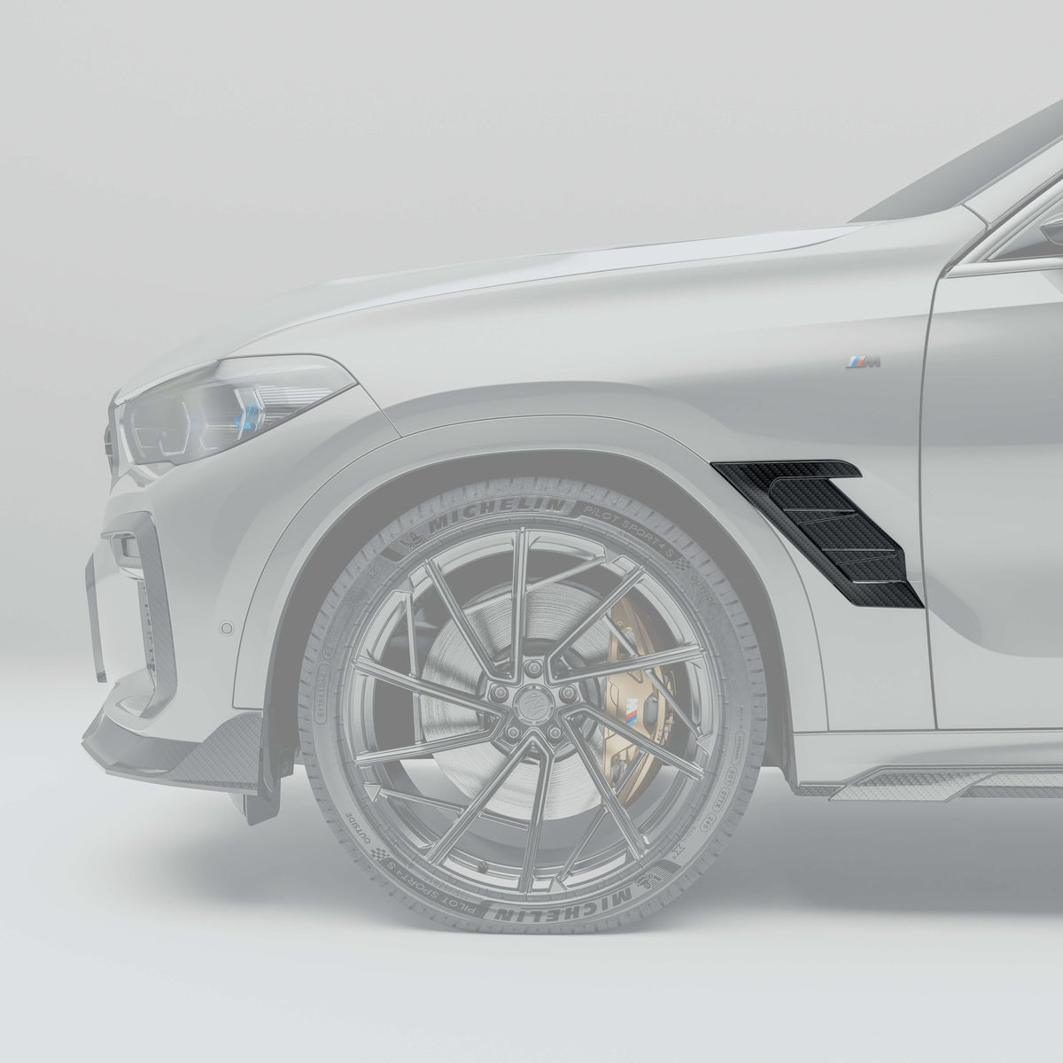 RevozPort BMW X6 G06 carbon fibre side fender vents installed