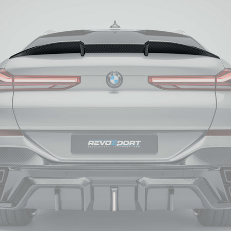 RevozPort BMW X6 G06 carbon fibre rear spoiler close up