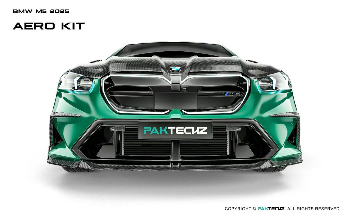Aerodynamic car kit for BMW M5 2025 by PakTechz on a white background